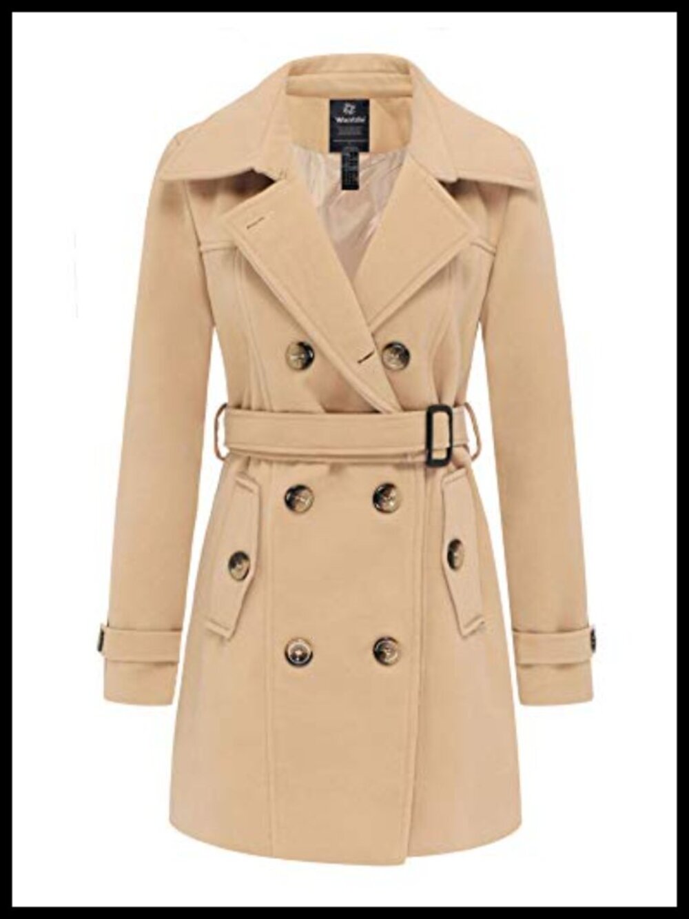 Women's Double Breasted Pea Coat Winter Mid-Long Trench Coat